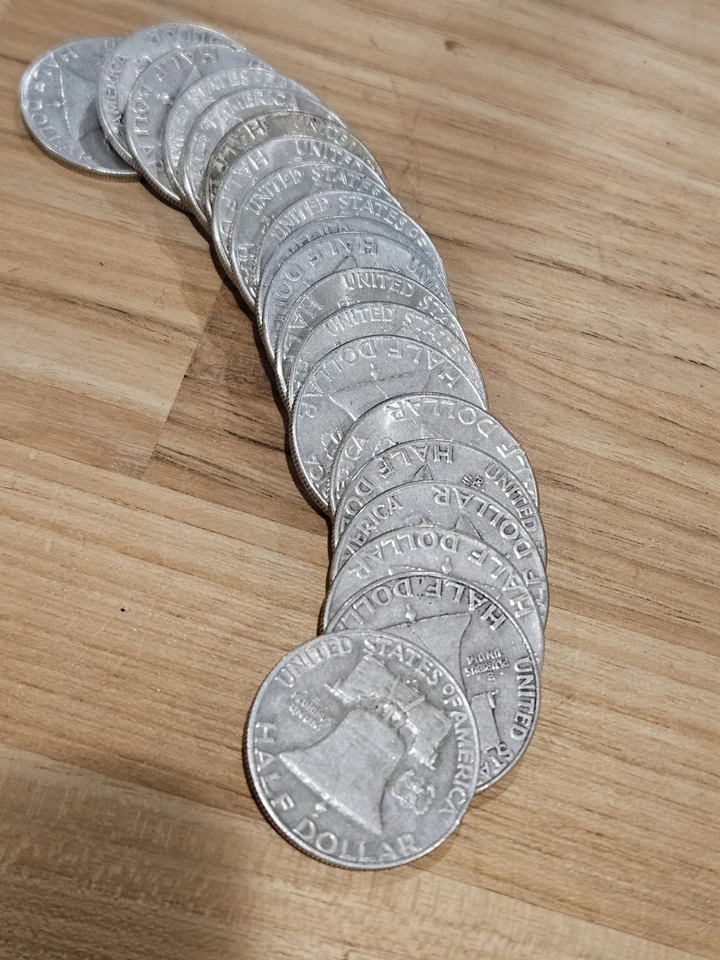 Roll of 20 Circulated Silver Franklin Half Dollars