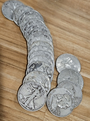 Roll of Silver Half Dollars- 16 Walking Liberty's & 4 Franklins Nice Circulated
