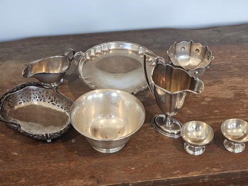 Lot of 8 Antique Sterling Silver Holloware Pieces J.D. & S Shreve & Co. + more..