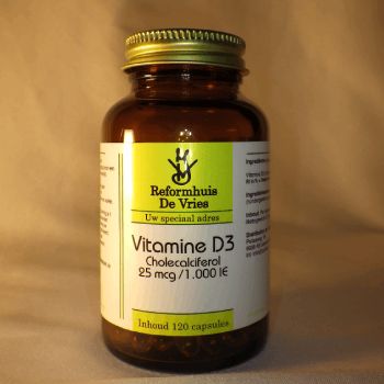 Vitamine D3 25 mcg (1000 IE) – Voor botten, spieren &amp; immuunsysteem | 120 capsules