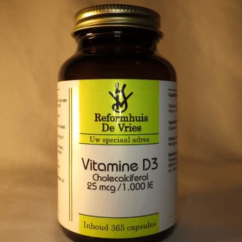 Vitamine D3 25 mcg (1000 IE) – Voor botten, spieren &amp; immuunsysteem | 365 capsules