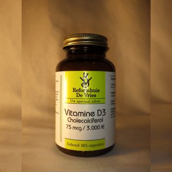 Vitamine D3 75 mcg (3000 IE) – Extra hoge dosering voor botten, spieren &amp; weerstand | 365 capsules