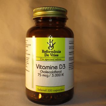 Vitamine D3 75 mcg (3000 IE) – Extra hoge dosering voor botten, spieren &amp; weerstand | 120 capsules