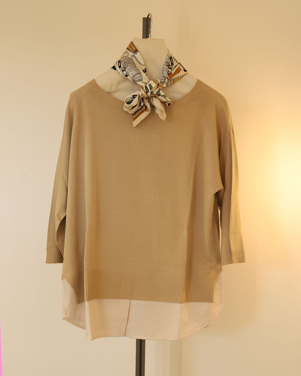 Maglia maniche 3/4 in viscosa polvere  SABBIA - SANDRO FERRONE