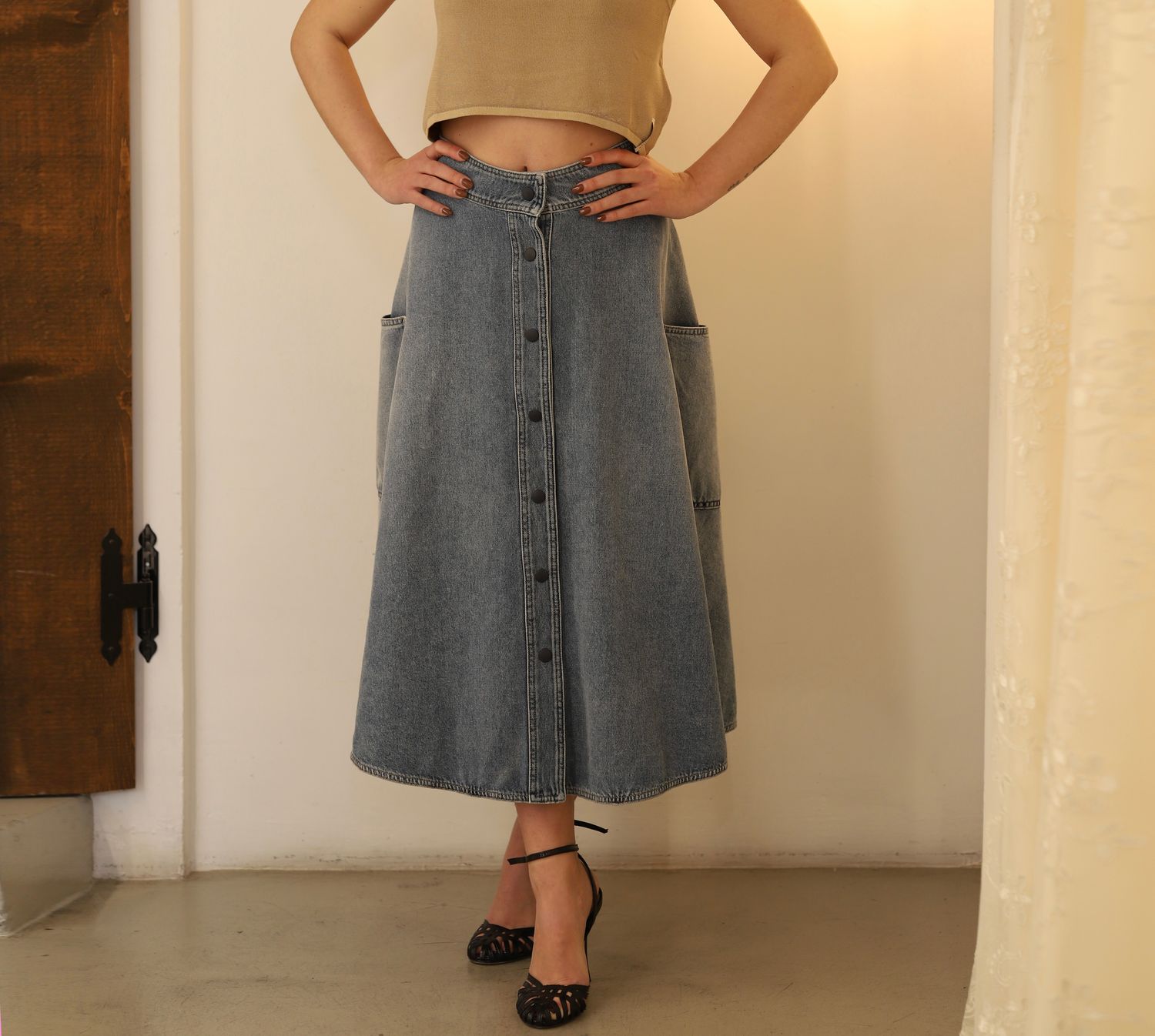 Gonna bianca OPEN BLUE vintage - TRUE AVENUE