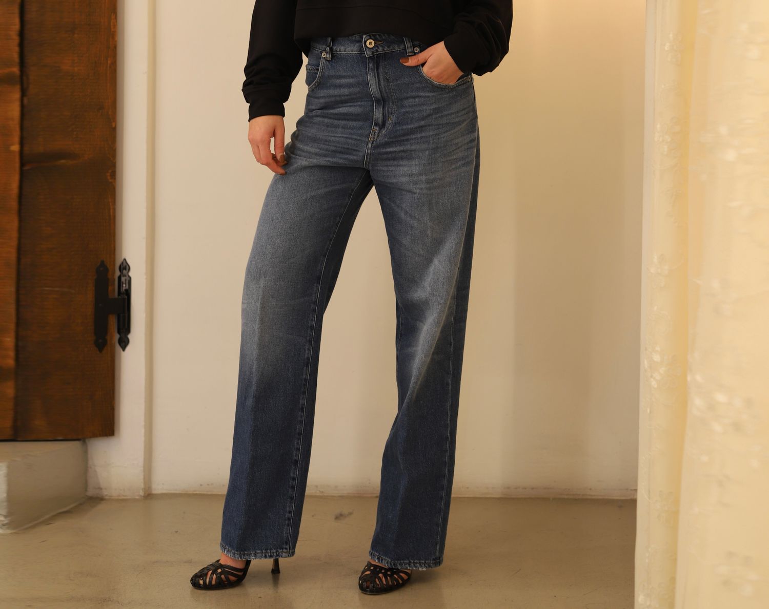 Jeans MARTA OPEN BLUE con elastico in vita - TRUE AVENUE