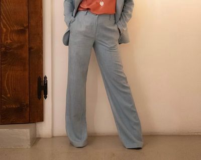 Pantalone elegante con elastico in vita AZZURRO - SANDRO FERRONE