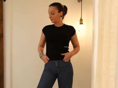 T-shirt mezza manica in costina • Nero HINNOMINATE