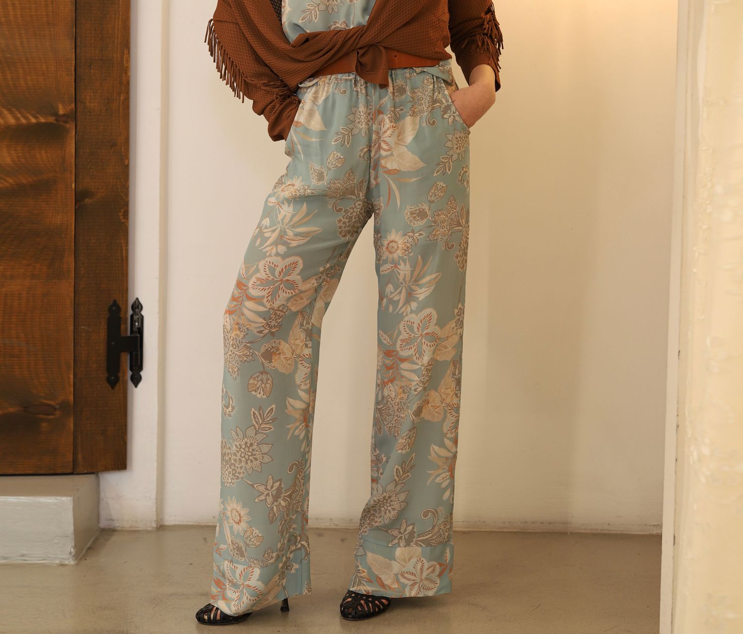 Pantalone con rose ed elastico in vita - SANDRO FERRONE