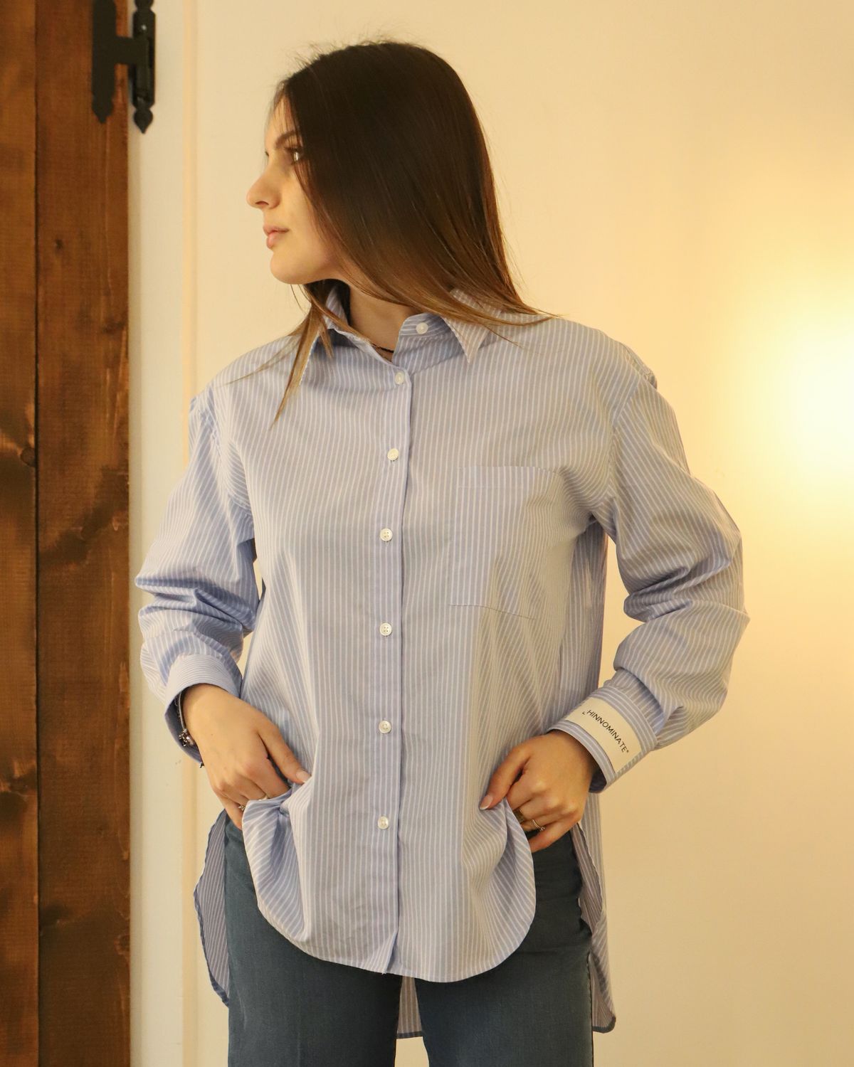 Camicia Rigata In Cotone Over • Azzurro HINNOMINATE