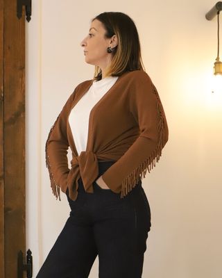 Cardigan frange in viscosa MARRONE - SANDRO FERRONE