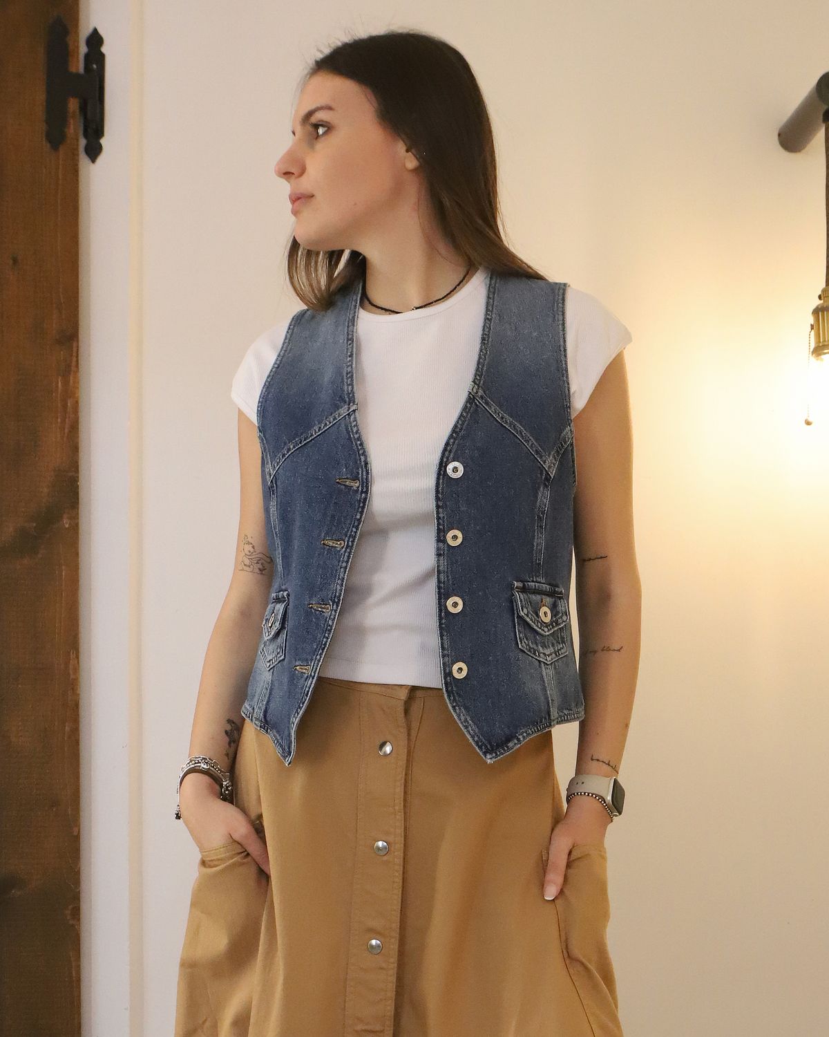Gilet GINEVRA open blue - TRUE AVENUE