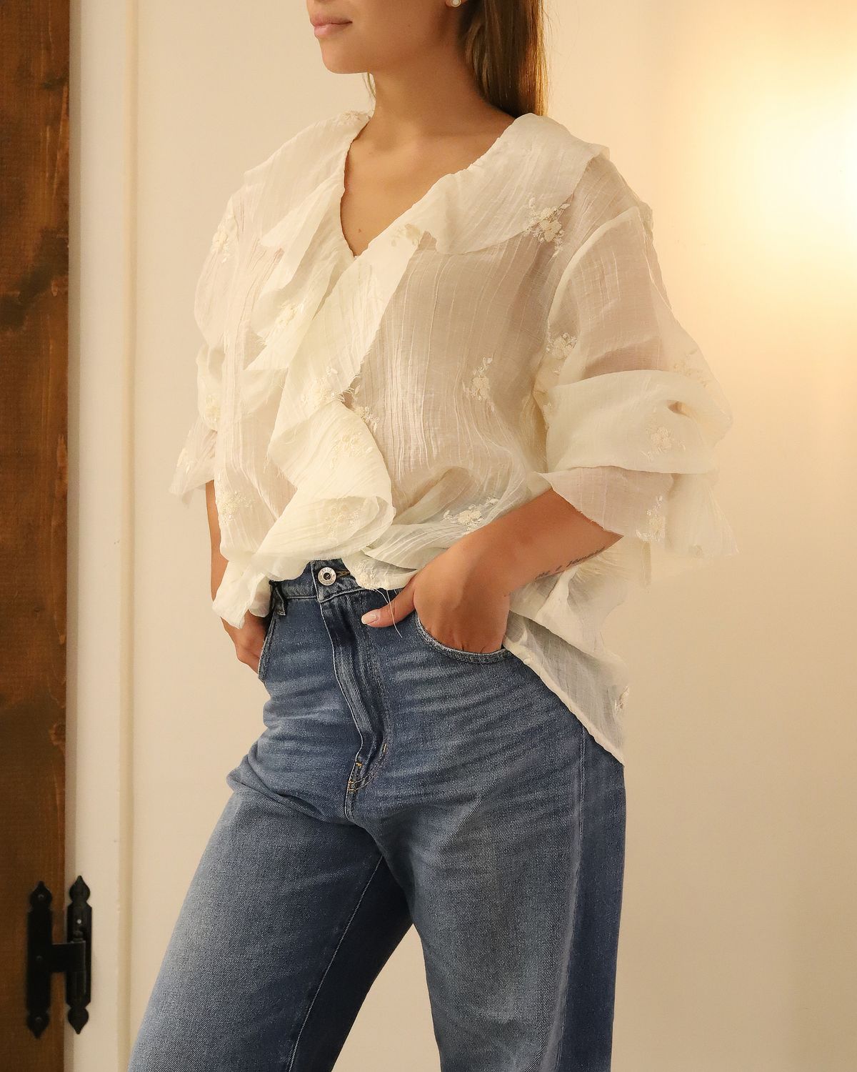 Camicia rouge scollo a V burro - SPANK