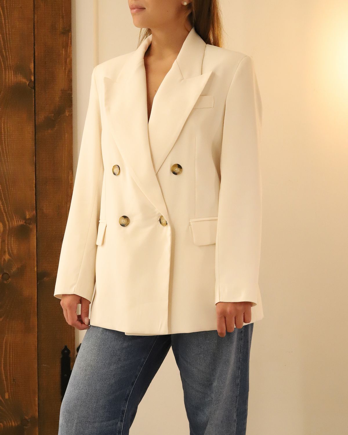Giacca burro Blanco oversize doppiopetto - SPANK