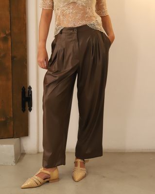 Pantalone in ecopelle marrone - SPANK