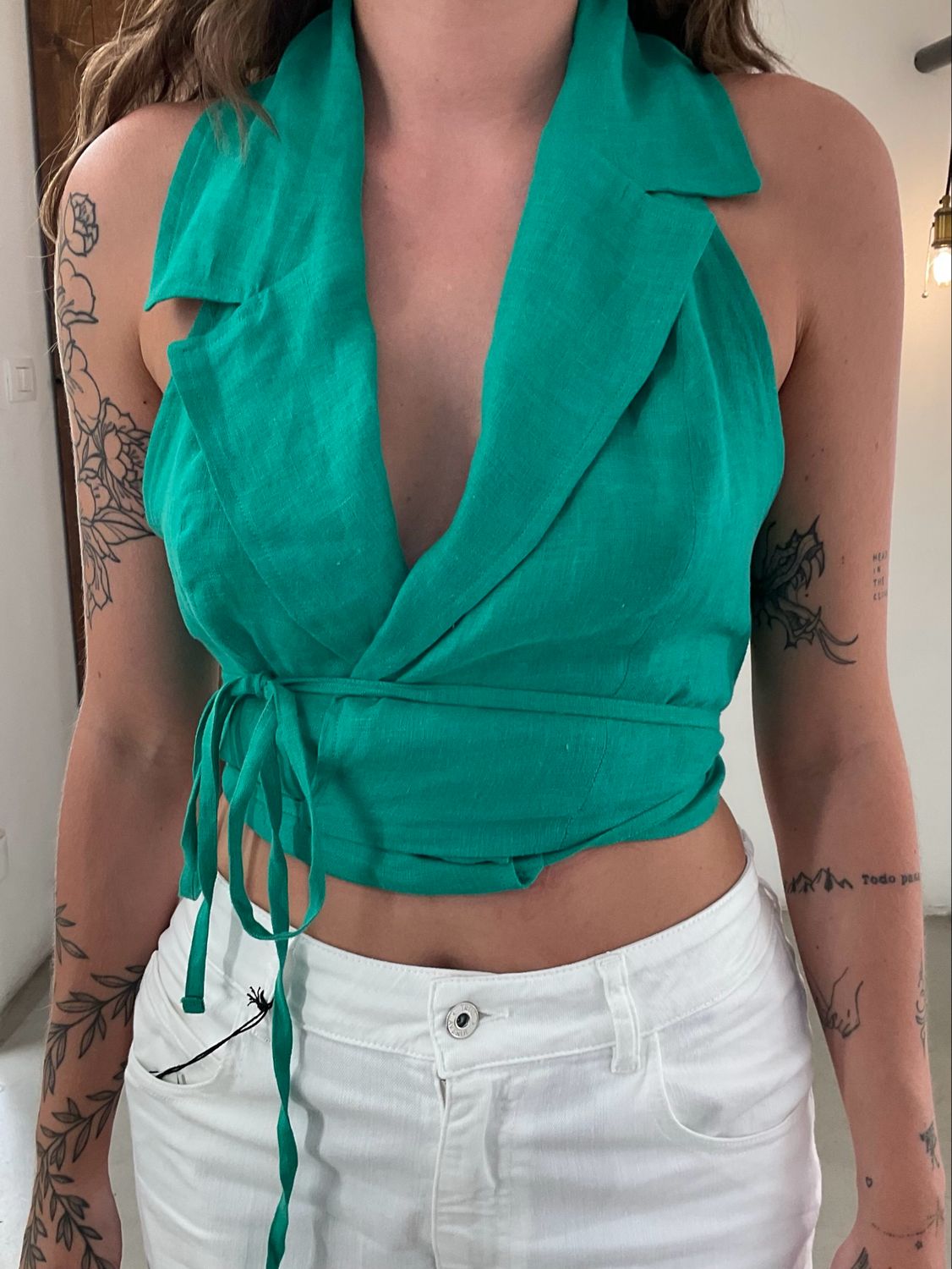 Top crop gilet