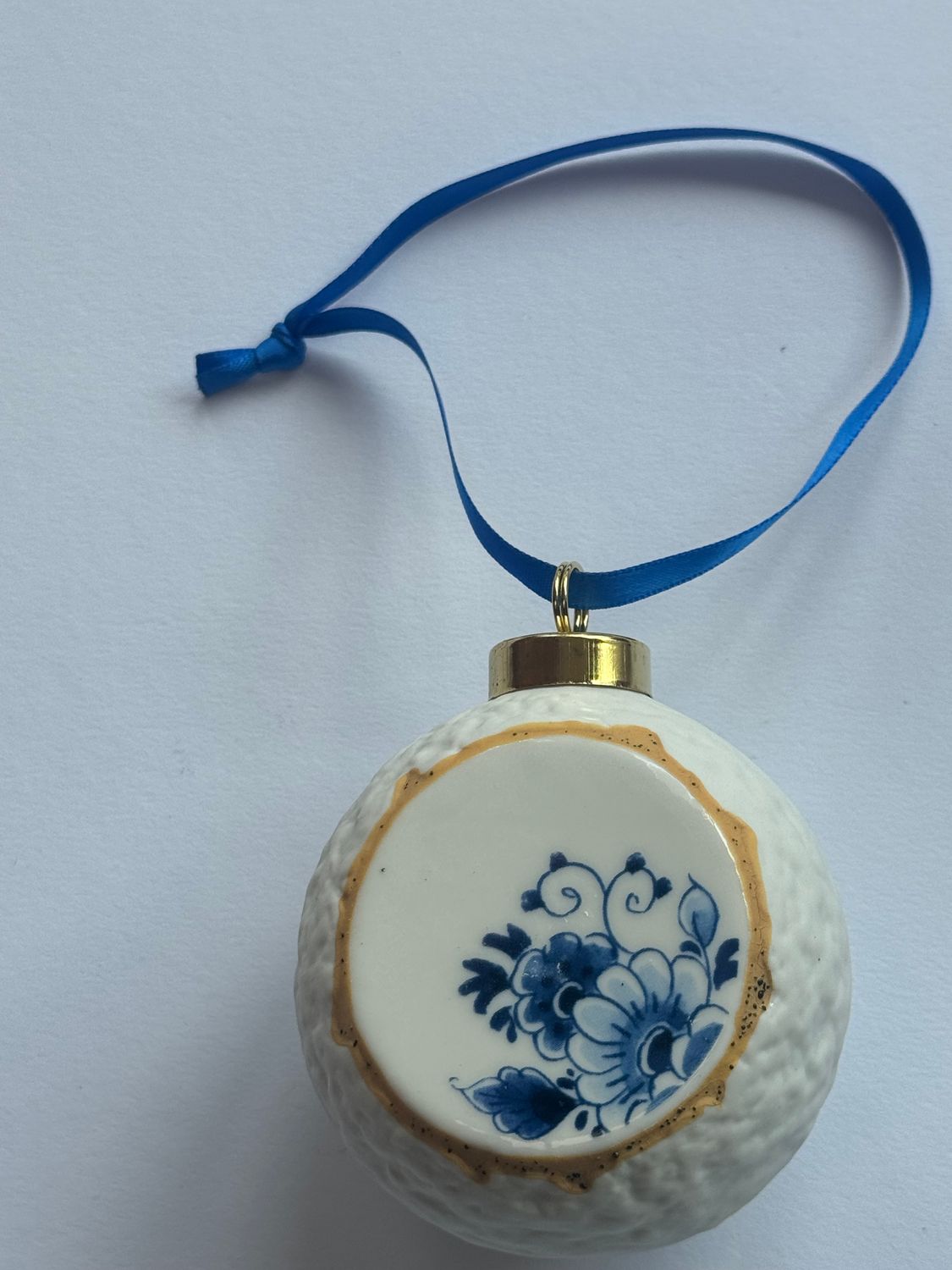 Kerstbal Blauw Bloesem