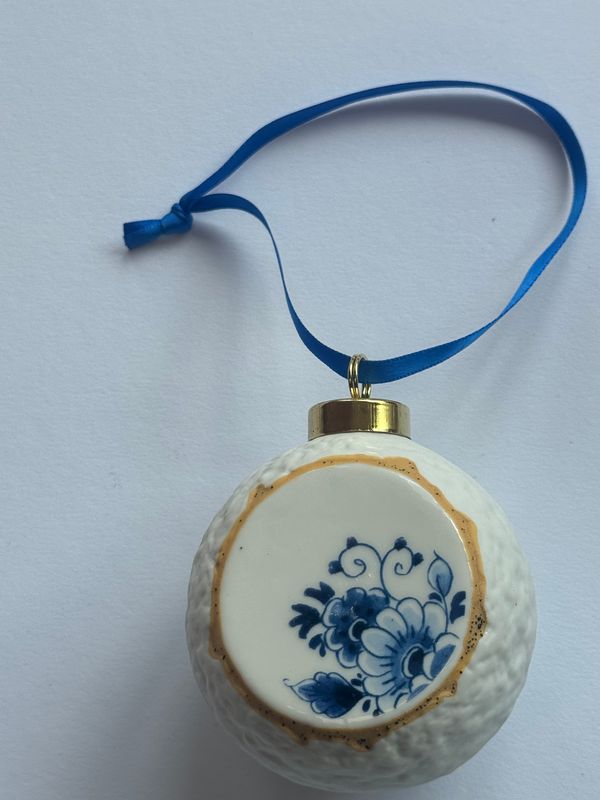 Kerstbal Blauw Bloesem