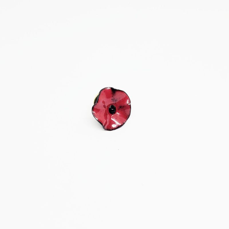 Pin's coquelicot rouge en cuivre émaillé