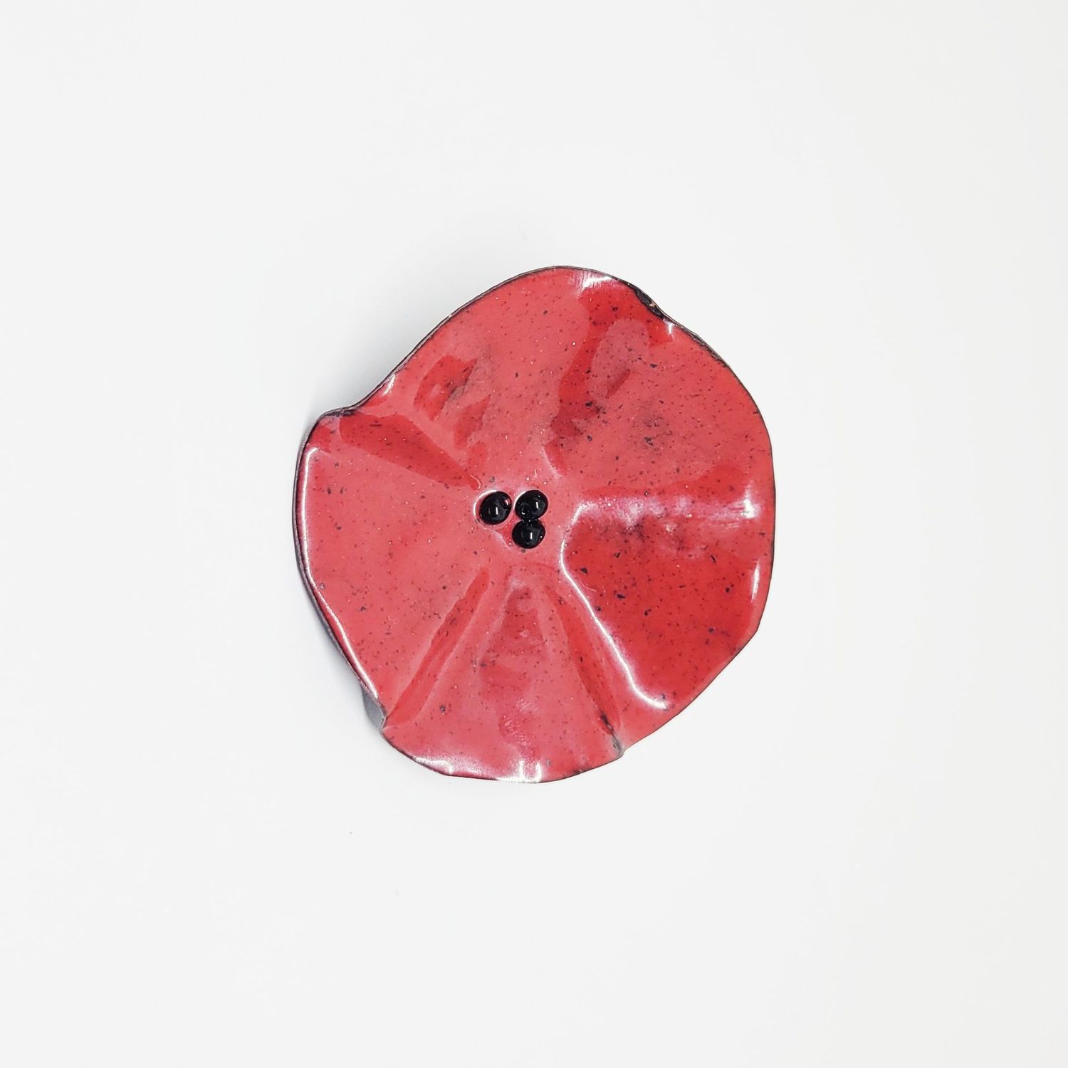 Broche coquelicot rouge XXL en cuivre émaillé