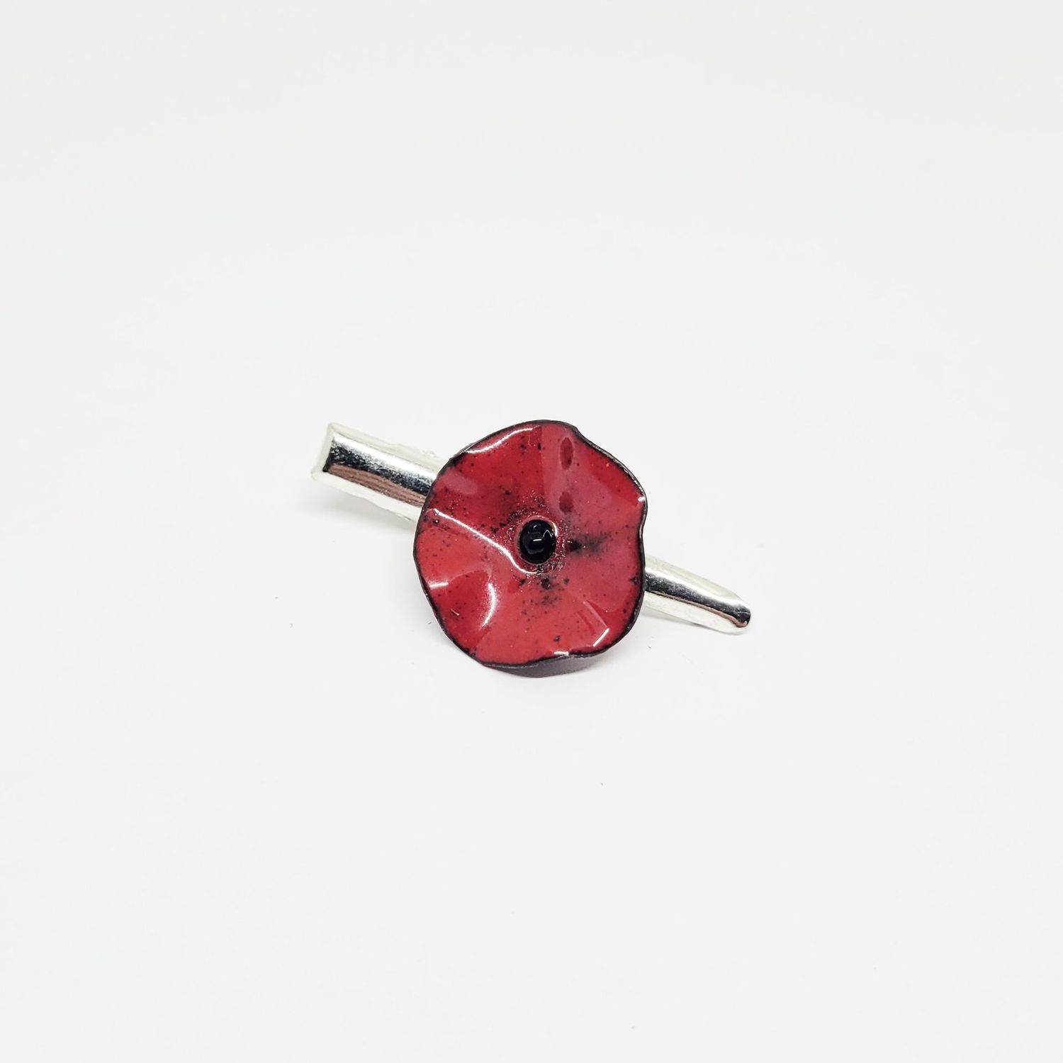Pince cheveux coquelicot rouge en cuivre émaillé