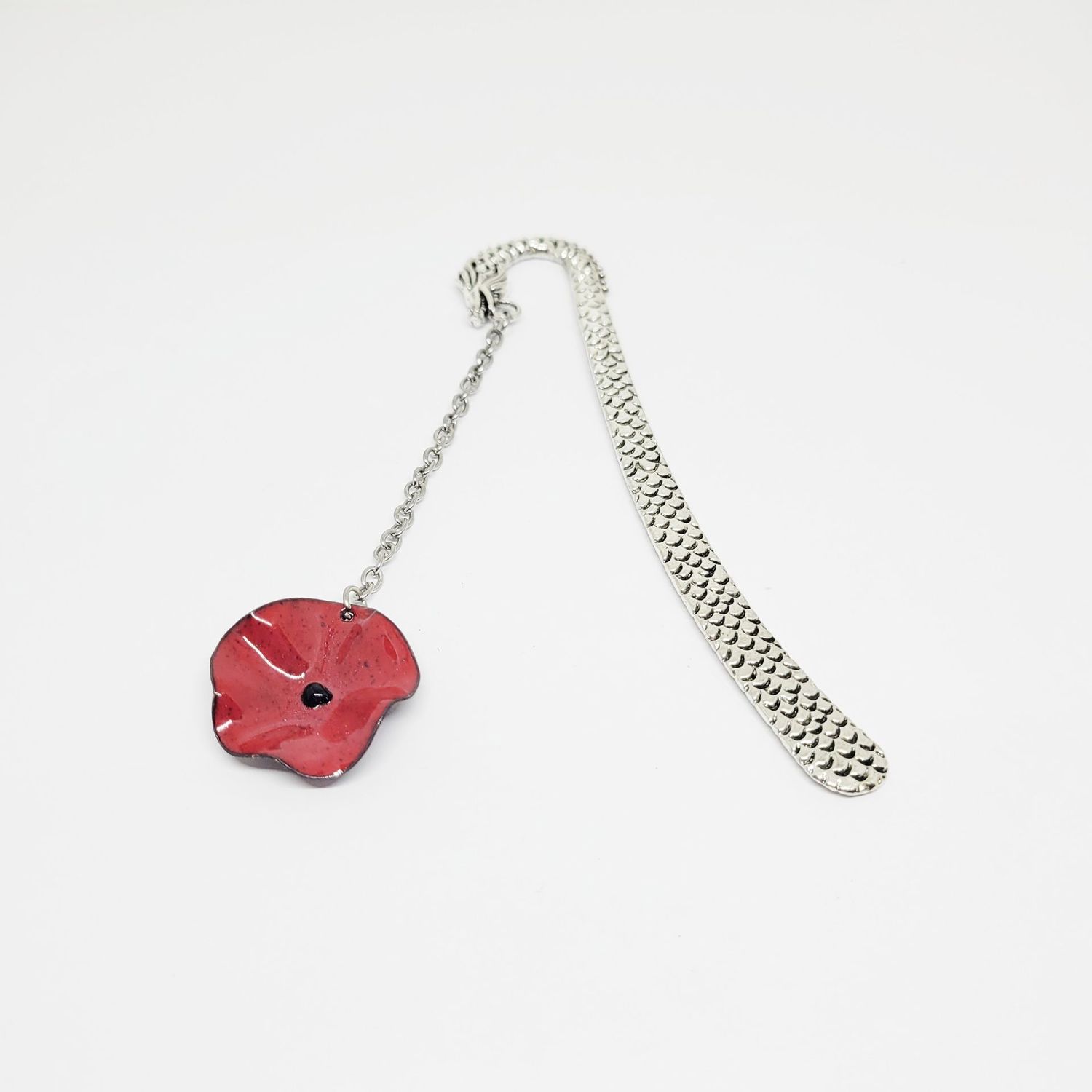 Marque page coquelicot rouge en cuivre émaillé