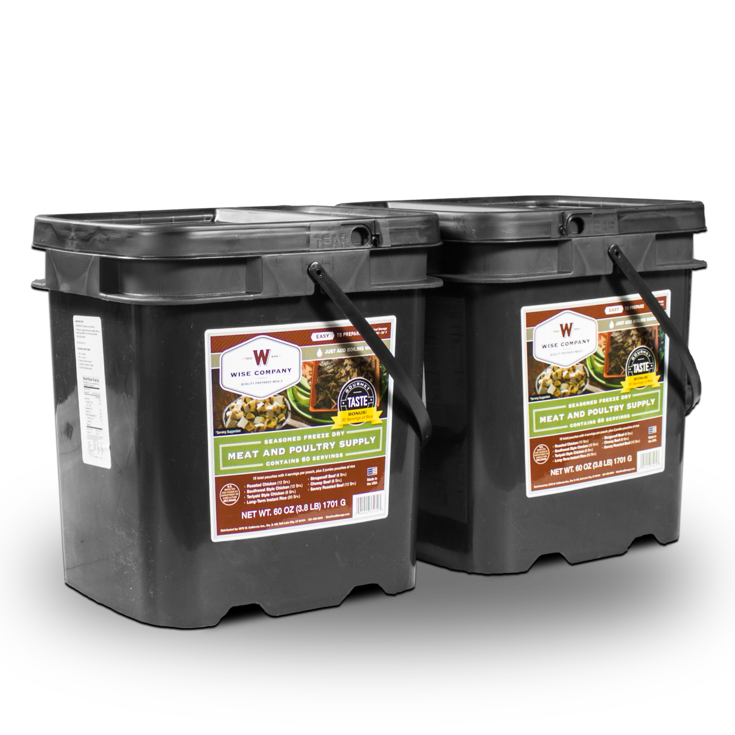 120 Serving Meat Package Includes: 2 Freeze Dried Meat Buckets