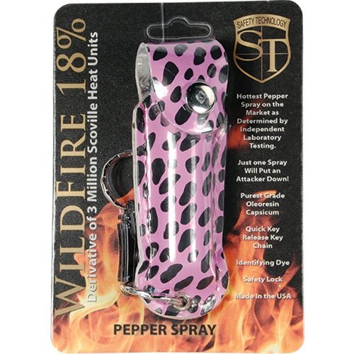 Wildfire 1/2 oz fashion leatherette holster and Quick Release Key Chain cheetah black/pink