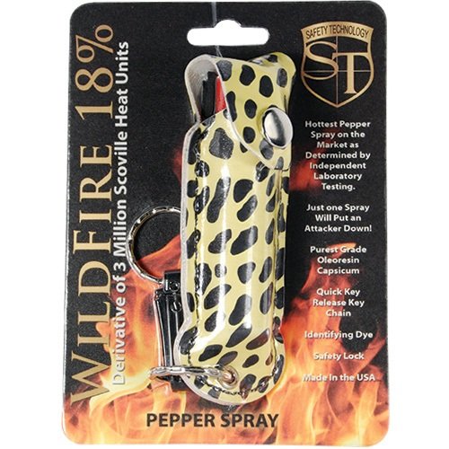 Wildfire 1/2 oz fashion leatherette holster and Quick Release Key Chain cheetah black/yellow