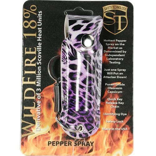 Wildfire 1/2 oz fashion leatherette holster and Quick Release Key Chain leopard black/purple