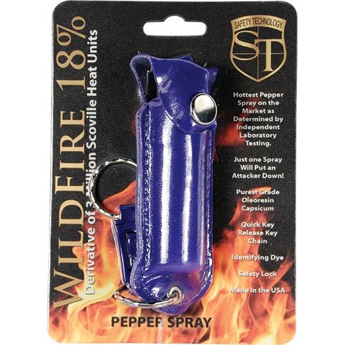 Wildfire 1/2 oz leatherette holster and Quick Release Key Chain blue