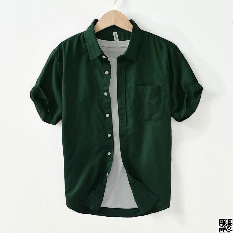 Solid colour &amp; Check Half Sleeve Shirt