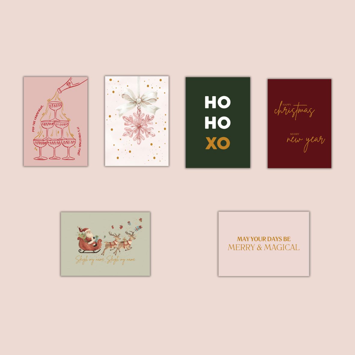 Kerstkaarten met goudfolie (set van 6)