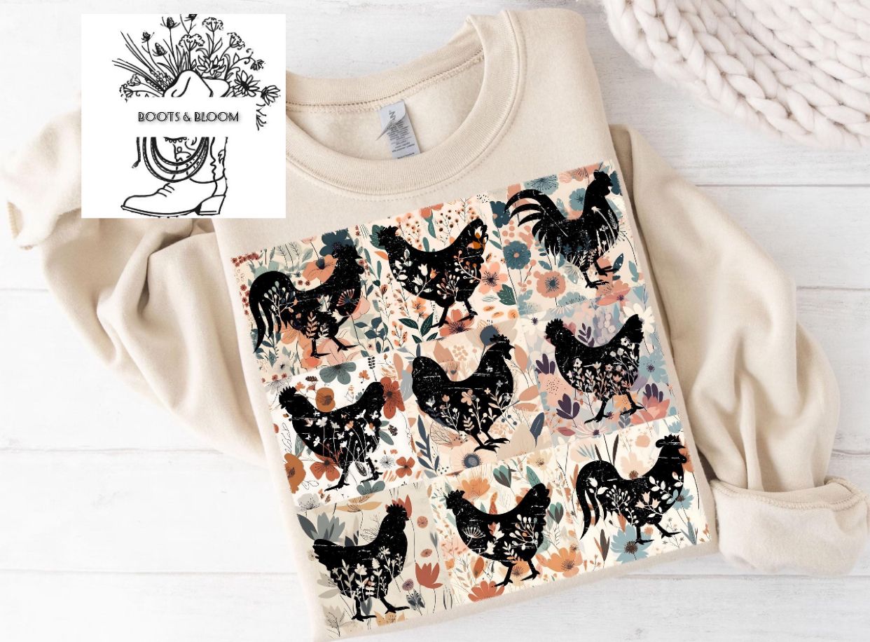 Chickens with Flowers CREW (SAND)