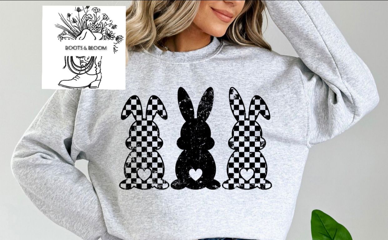 Checkered Bunnies CREW (Sport Grey)