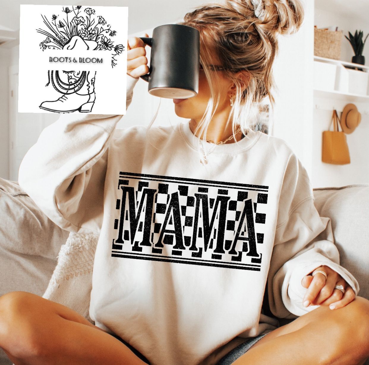 Checkered MAMA CREW (Sand)