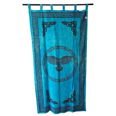 44&quot; x 88&quot; Owl Turquoise Cotton Curtain, SKU V08-SC77-OWL, UPC 700317385103