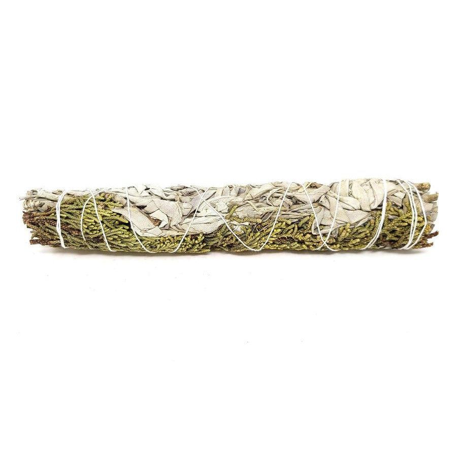 8-9&quot; Juniper &amp; White Sage Smudge Stick, SKU L02-09-WS1-JN, UPC 700317378235