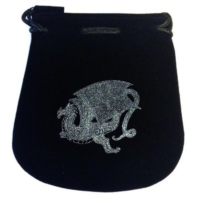 5&quot; x 5&quot; Black Velvet Bag - Dragon, SKU Y023-VBD, UPC 700317380283