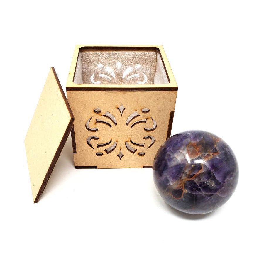 40-55 mm Gemstone Sphere with Box - Amethyst, SKU Sphere-01, UPC 700317311416