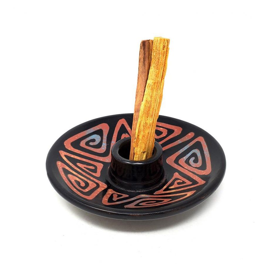 5&quot; Peruvian Handmade Ceramic Burner, SKU CPB-5, UPC 700317305378