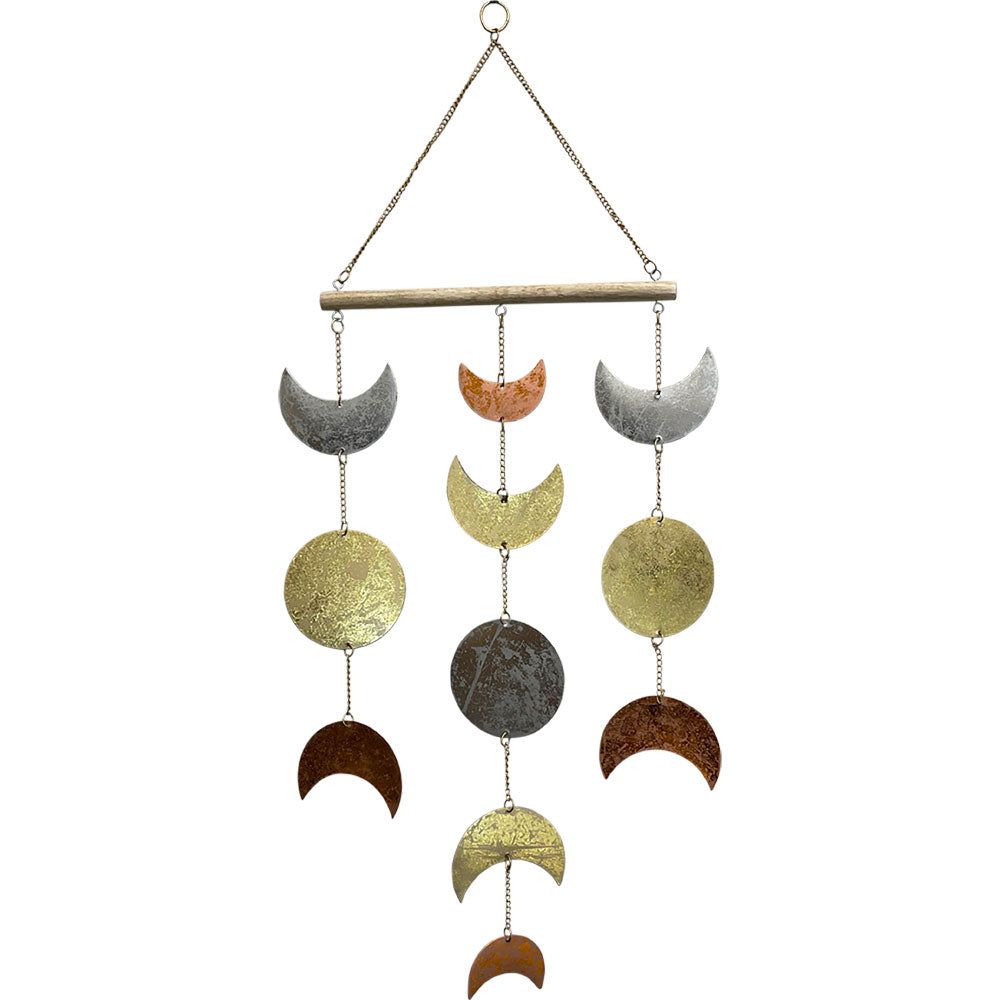 34&quot; Tri-Color Metal Wall Hanging Mobile - Moon Phases, SKU KH-31320, UPC 700317311843
