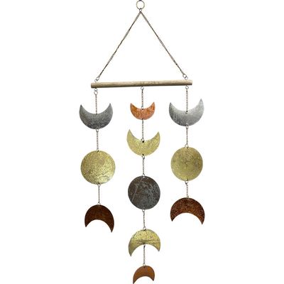 34&quot; Tri-Color Metal Wall Hanging Mobile - Moon Phases, SKU KH-31320, UPC 700317311843