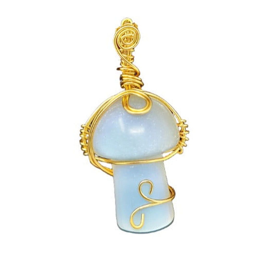 Wire Wrapped Mushroom Pendant - Opalite, SKU S00-P218, UPC 700317379249
