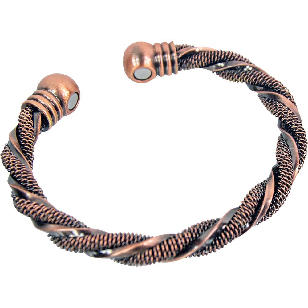 Magnetic Antique Brass Twist Bangle with Two Magnets, SKU KH-98393, UPC 700317398837