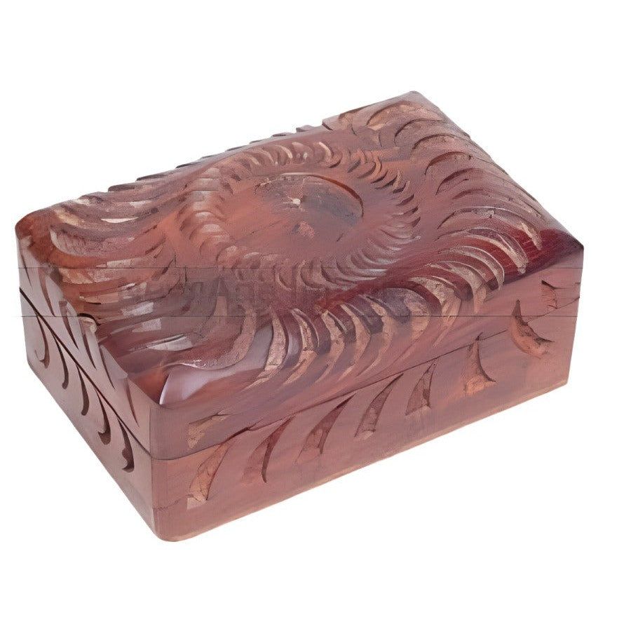 4&quot; x 6&quot; Carved Wood Box - Yin Yang, SKU G05-B46Y, UPC 700317383772