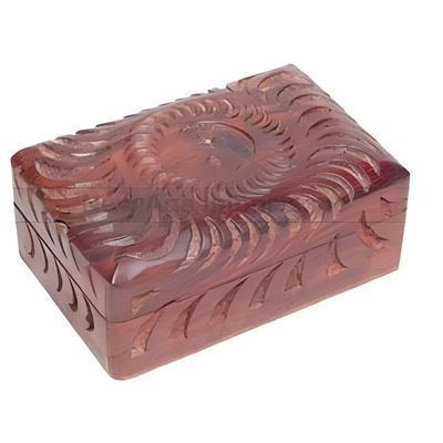 4&quot; x 6&quot; Carved Wood Box - Yin Yang, SKU G05-B46Y, UPC 700317383772
