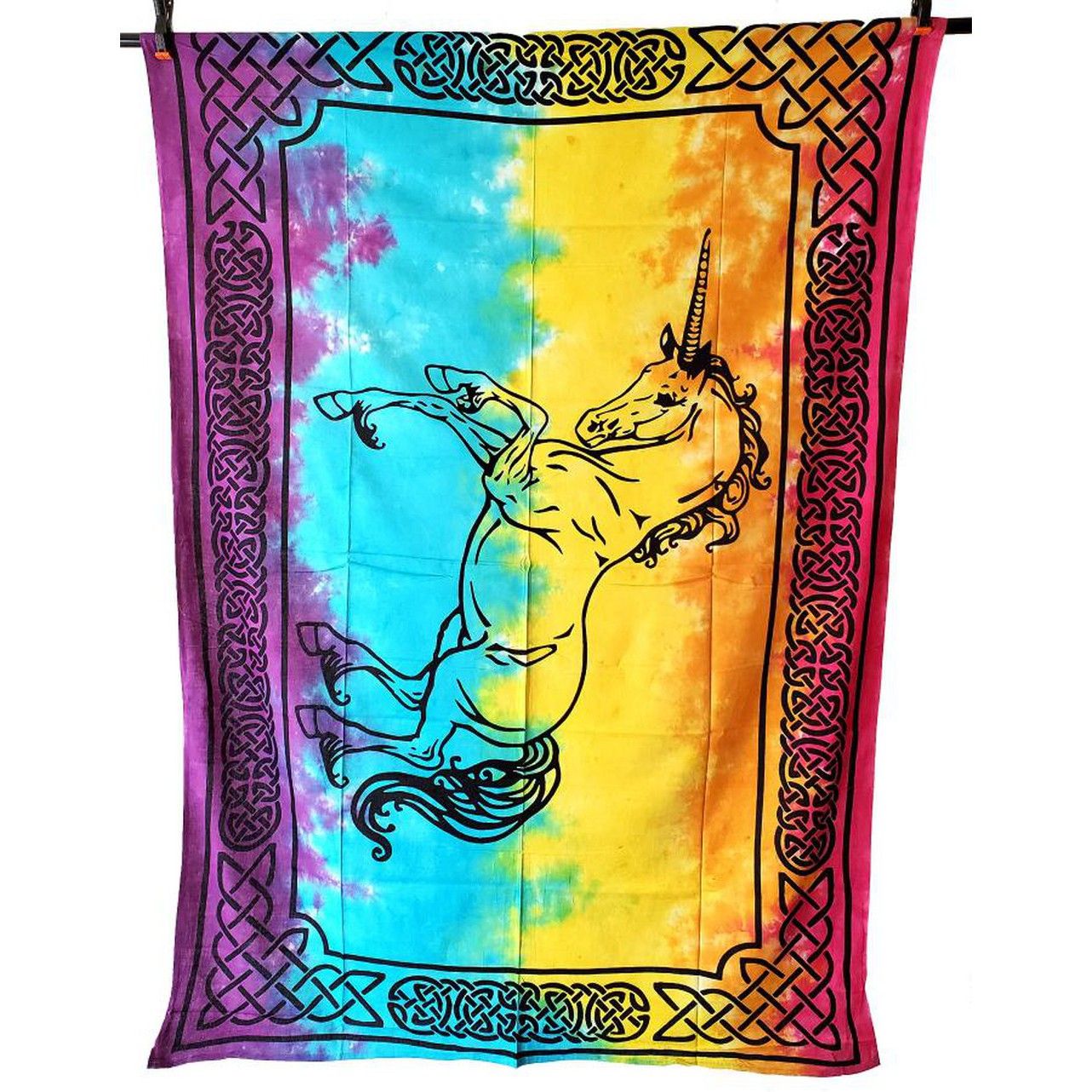 54&quot; x 86&quot; Unicorn Tie Dye Tapestry, SKU TST-Unicorn, UPC 700317308782
