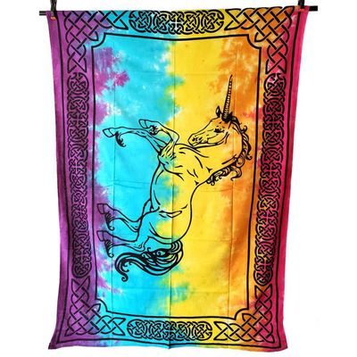 54&quot; x 86&quot; Unicorn Tie Dye Tapestry, SKU TST-Unicorn, UPC 700317308782
