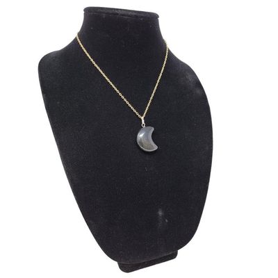 Black Obsidian Crescent Moon Gemstone Pendant, SKU QQ190-P200, UPC 700317384052